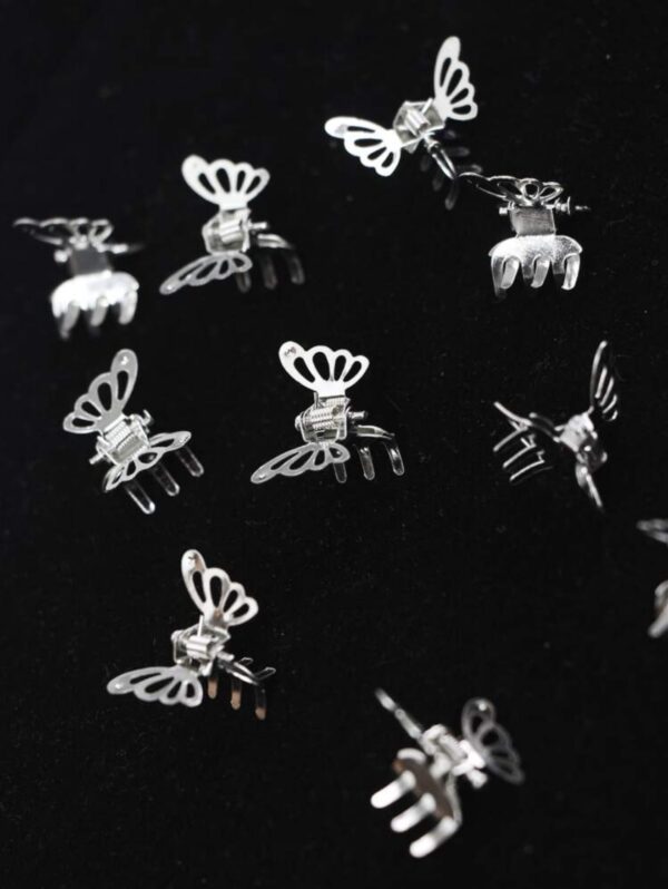 10pcs Silver Hollow Butterfly Hair Clips - Image 2