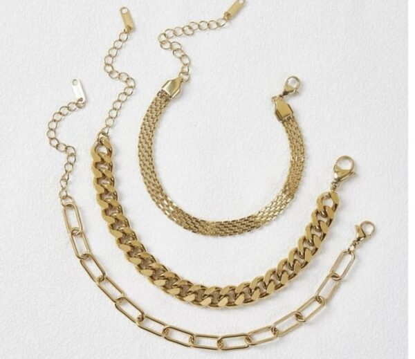 3pcs Non Tarnish Minimal Bracelet Set