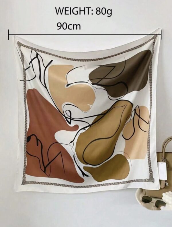 Geometric Pattern Flowery Print Scarf - Image 2
