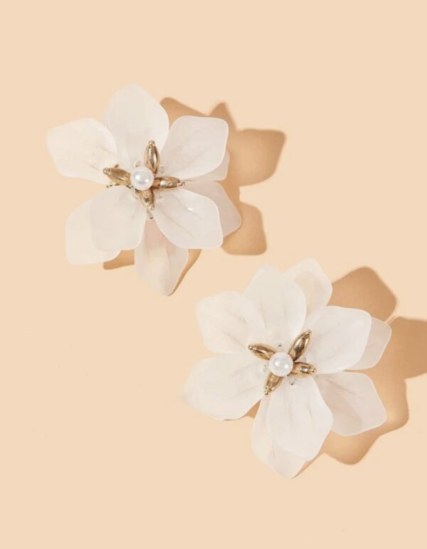 Belle Faux Pearl Decor Flower Earrings